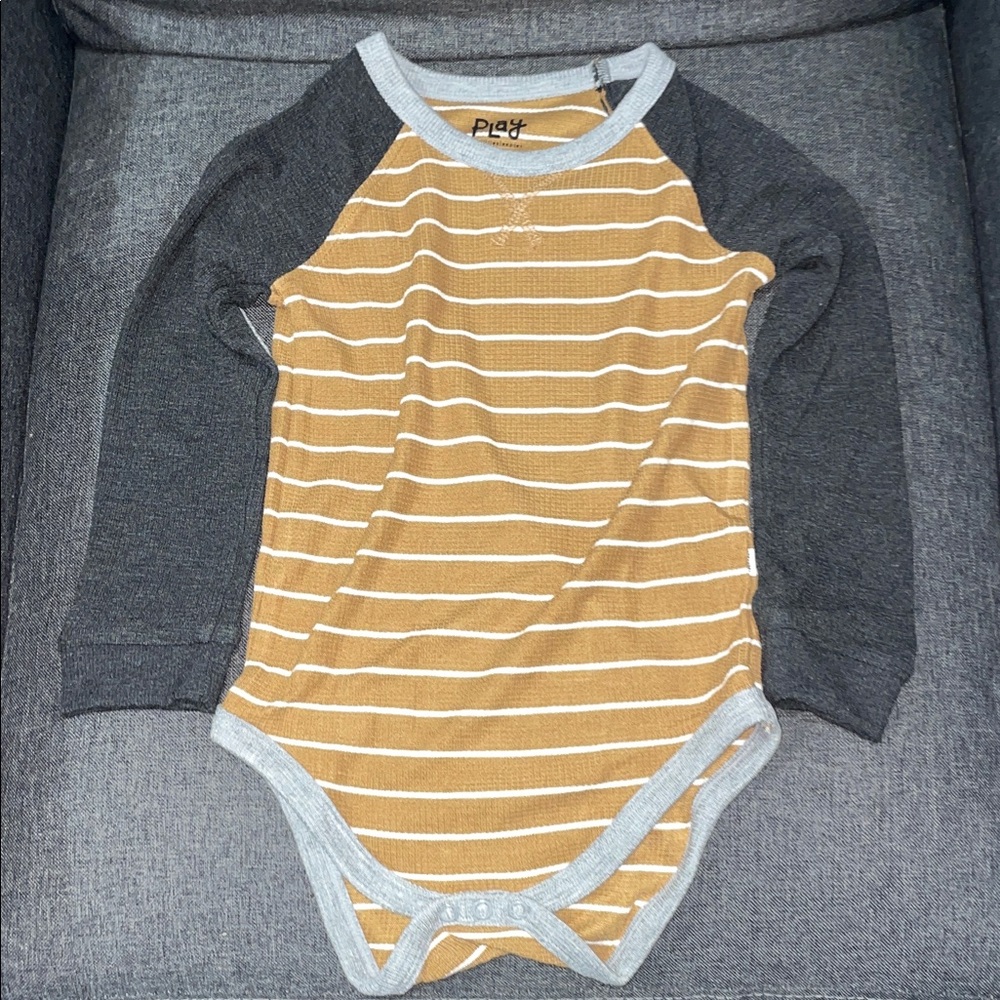 Little Sleepies Elbow Patch Striped Bodysuit